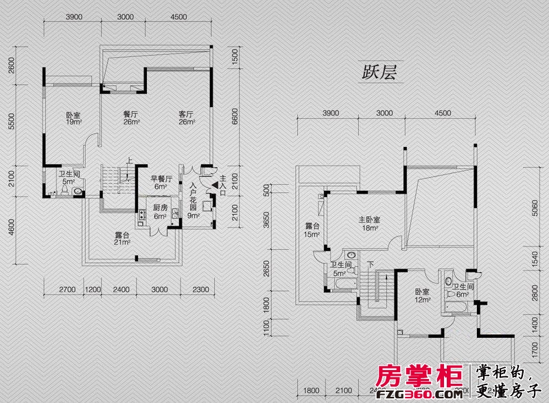 泰达天海国际户型图退台式花园洋房五层c1户型图 3室2厅3卫1厨