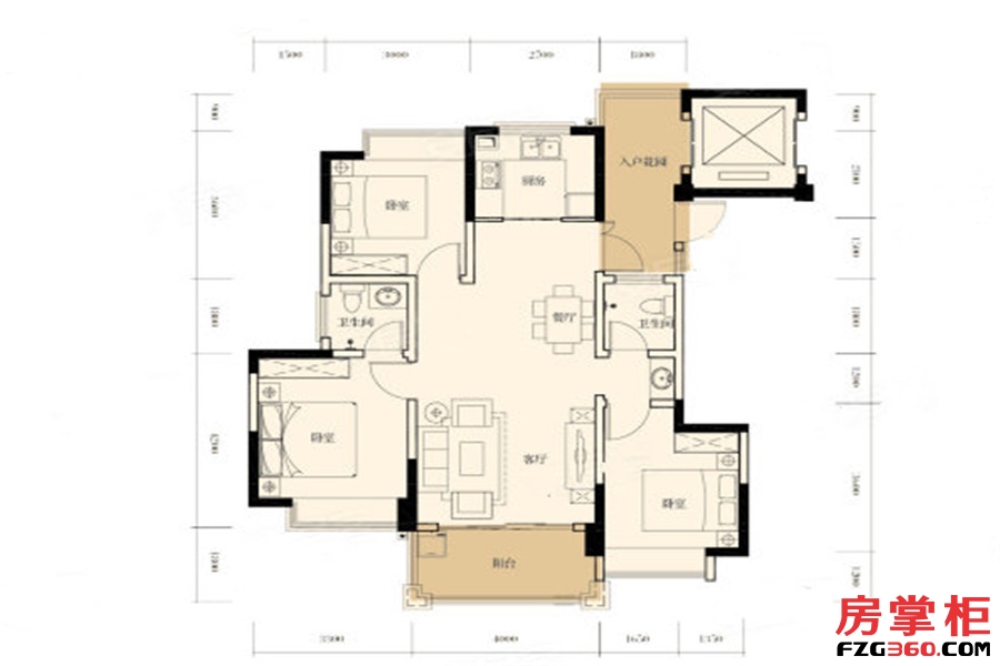 Y1-2户型 3室2厅2卫1厨 99.78平米