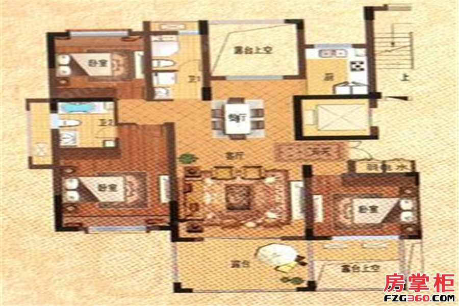 A户型 3室2厅2卫1厨 130.00平米
