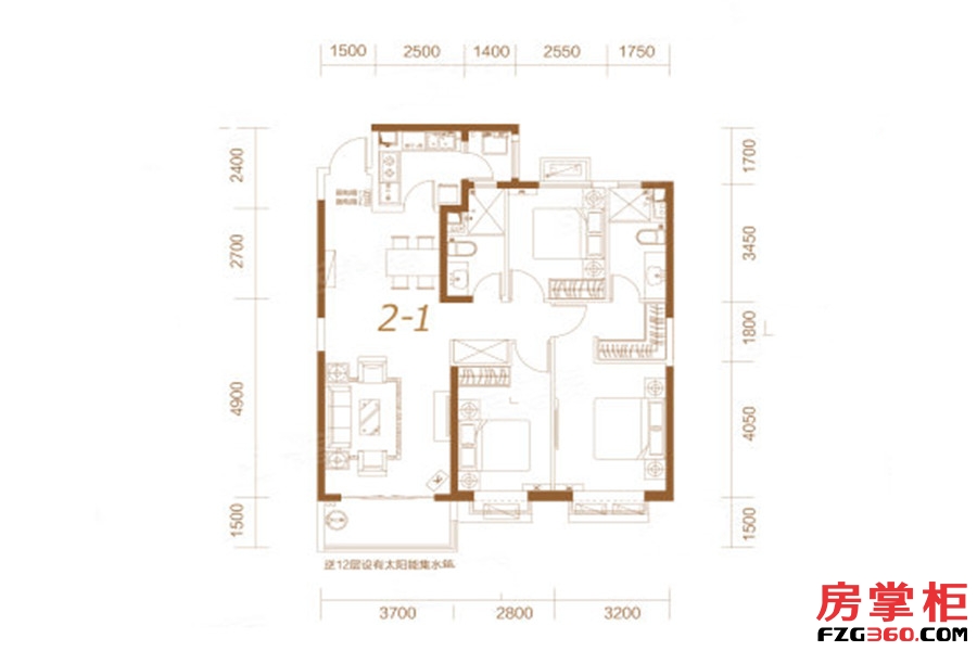 5#2-1户型 3室2厅2卫1厨 130.57平米