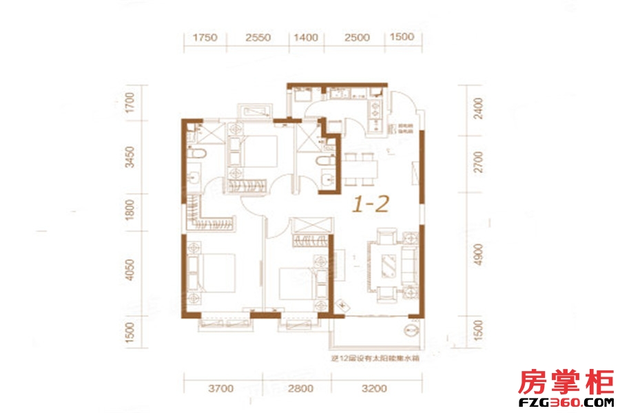 5#1-2户型  3室2厅2卫1厨 130.57平米