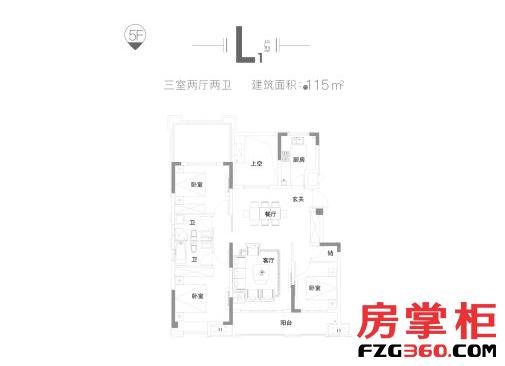 洋房L1户型115㎡ 3室2厅2卫0厨 115.00平米