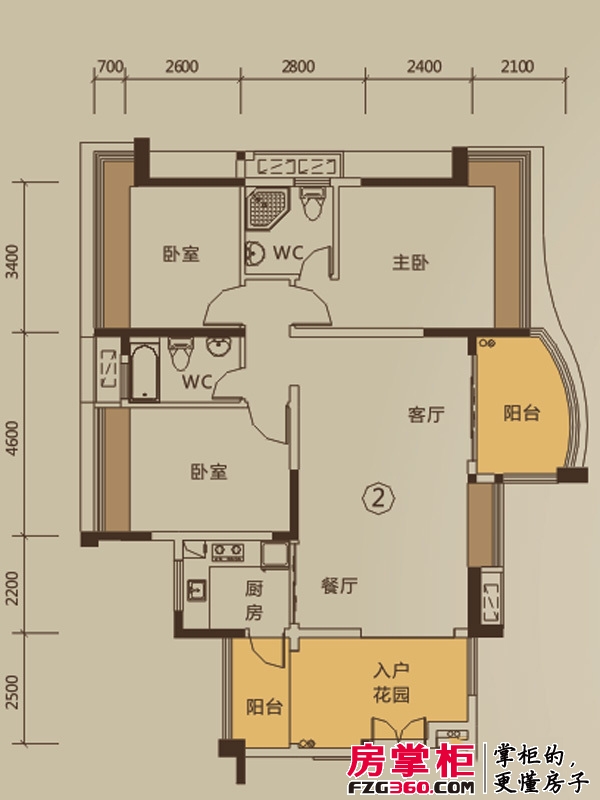 顺宝·天誉花园户型图02户型单位 3室2厅2卫