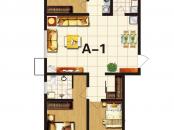 国海公寓户型图A1户型 3室2厅2卫1厨