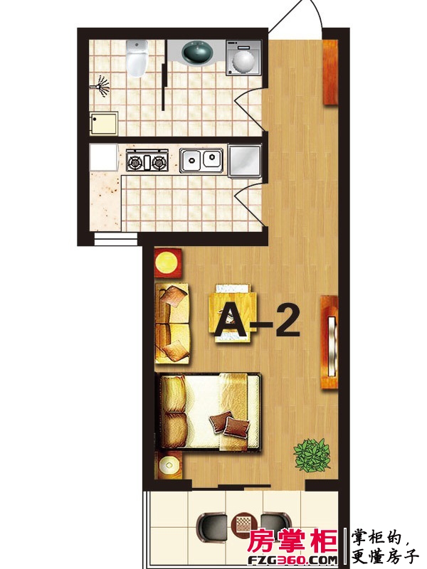 国海公寓户型图A-2户型 1室1厅1卫1厨