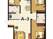 国海公寓户型图A3户型 3室2厅2卫1厨