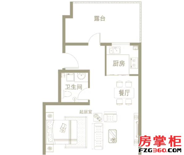 K2户型 1室1厅1卫1厨 66.10平米