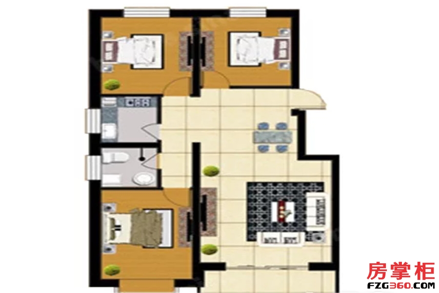 户型 3室2厅1卫1厨 118.79平米