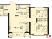 A2A3户型 2室2厅1卫1厨 87.00平米