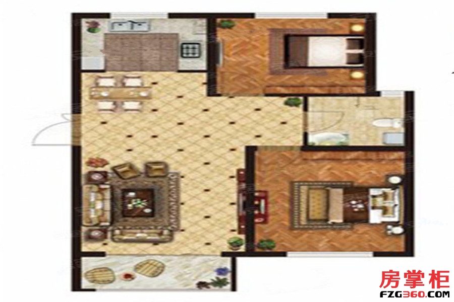 C户型 2室2厅1卫1厨 88.00平米