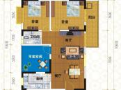 天府香城印象户型图一期一批次5号6号楼标准层B 2室2厅1卫1厨