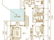 花水湾国际度假区户型图ND型类独栋别墅 底层平面图 3室3厅4卫1厨