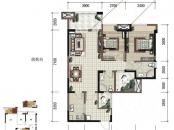 中国铁建国际城户型图F3户型 3室2厅2卫1厨