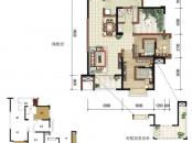 中国铁建国际城户型图F1户型 3室2厅1卫1厨