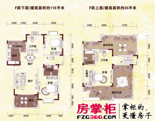 上林西江国际社区户型图F型（跃层）户型 4室 2厅 2卫 4室2厅2卫1厨