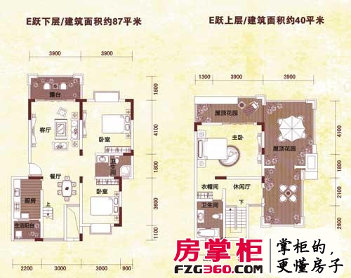 上林西江国际社区户型图E型（跃层）户型 3室 2厅 2卫 3室2厅2卫1厨