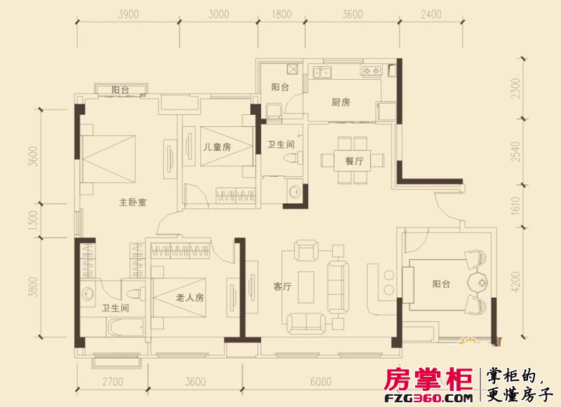 合能西贵金沙户型图5栋1单元3-14层X02号房户型 4室2厅2卫