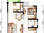 沙河湾户型图4.5.6号楼1-4户型，约90㎡ 2室2厅1卫1厨