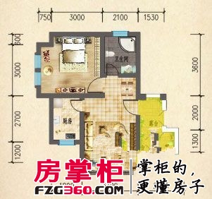 青城丽景户型图B5’型 1室1厅1卫1厨