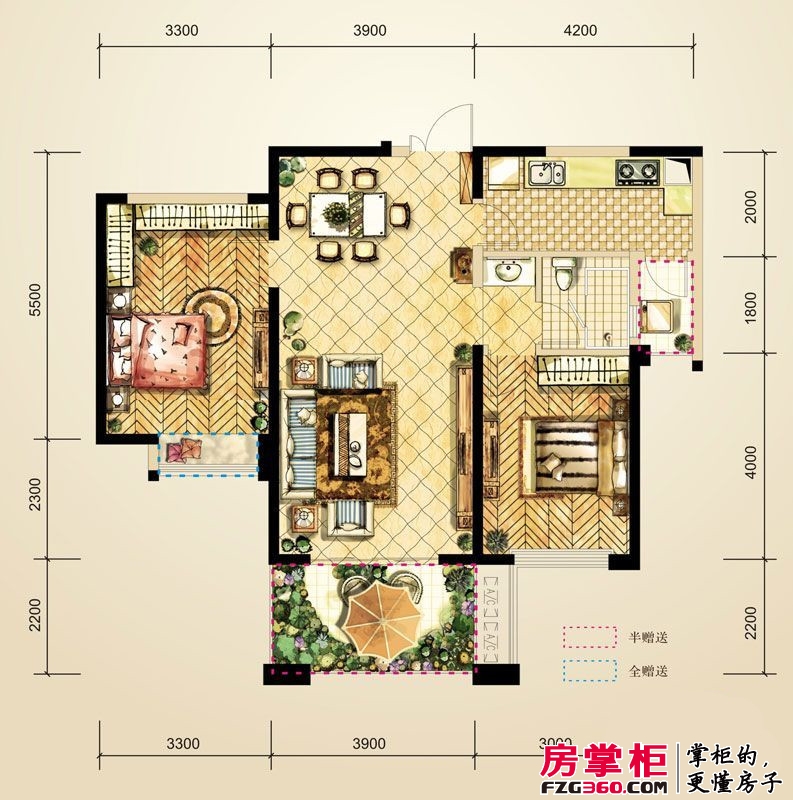 北京城建龙樾湾户型图高层C2户型 2室2厅1卫1厨