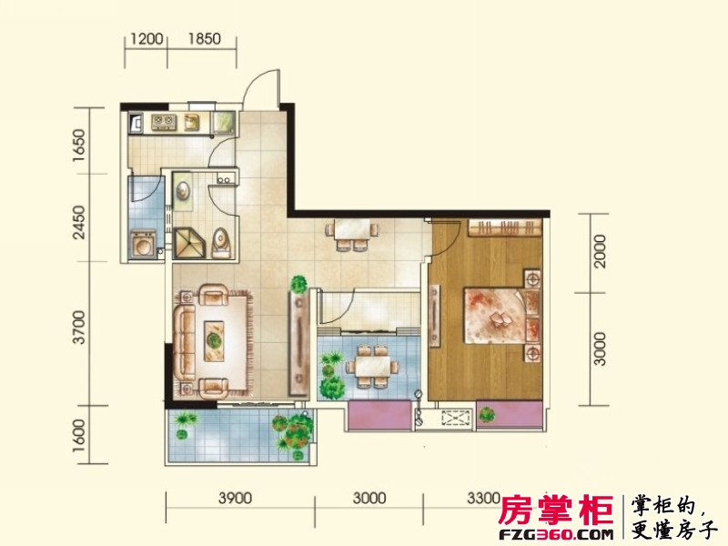 颐和京都户型图3期9栋F户型 两室两厅一卫 2室2厅1卫1厨
