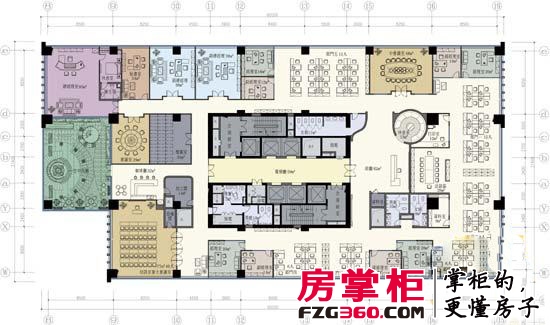 锦江创意大厦户型图样板层彩色平面布置图