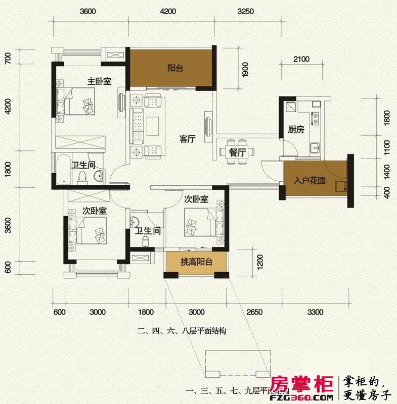 青城外滩户型图G1型 3室2厅2卫1厨