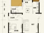 青城外滩户型图A1型顶层 2室2厅2卫1厨