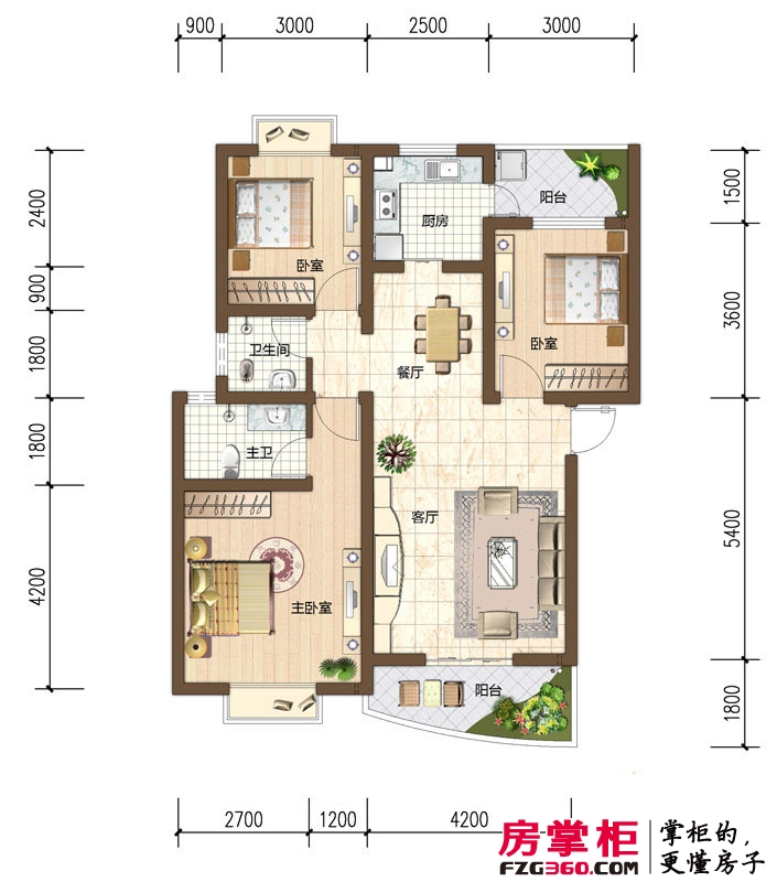 景秀西江户型图一期8栋2、3单元，9栋1、2、3单元 C型 3室2厅2卫1厨