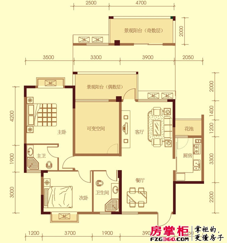 尚林花园户型图一期D-1户型 2室2厅2卫1厨