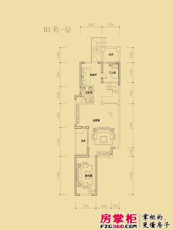 钱江凤凰城(青白江)户型图洋房B1型负一层 4室3厅1卫1厨