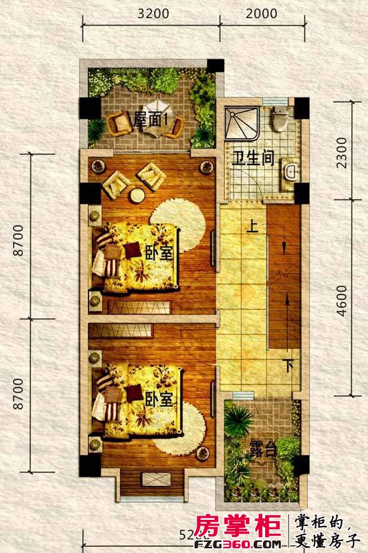 青城庄园户型图E型二层平面图 3室2厅3卫1厨
