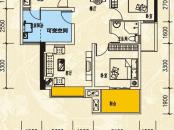 河滨鹭岛户型图一期D5-奇数层户型 2室2厅1卫1厨