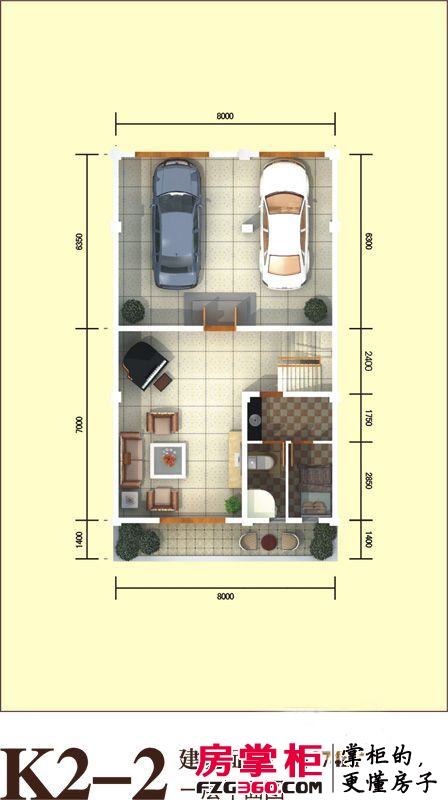 远大林语城别墅户型图二期K2-2户型1层 4室3厅4卫1厨