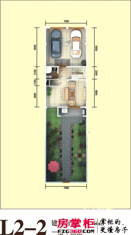 远大林语城别墅户型图二期L2-2户型1层 3室4厅4卫1厨