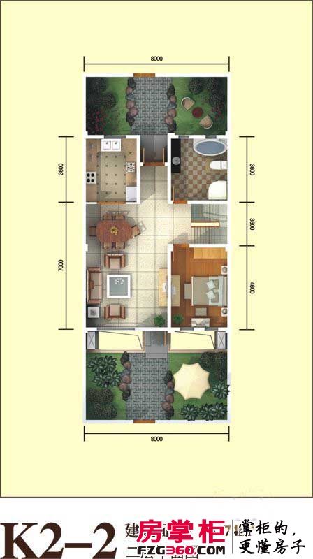 远大林语城别墅户型图二期K2-2户型2层 4室3厅4卫1厨