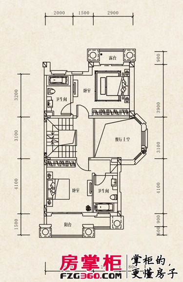 三盛翡俪山户型图二期N1型2层 3室3厅5卫1厨