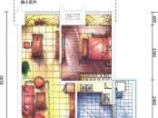 尚港领地户型图二期B户型 1室1厅1卫1厨