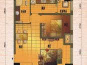 金色海伦户型图一期F-5户型 1室2厅1卫1厨
