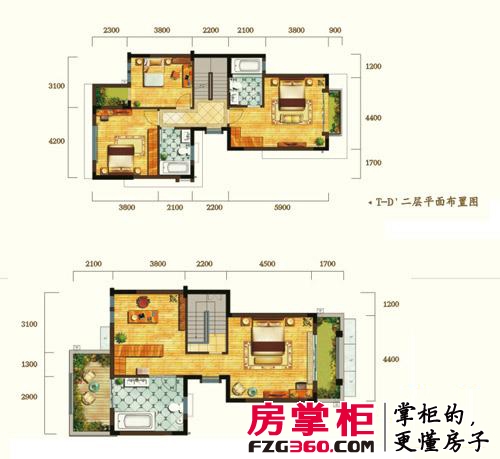 华新锦绣尚郡户型图林岸联墅T-D’型二层和三层 5室3厅5卫1厨