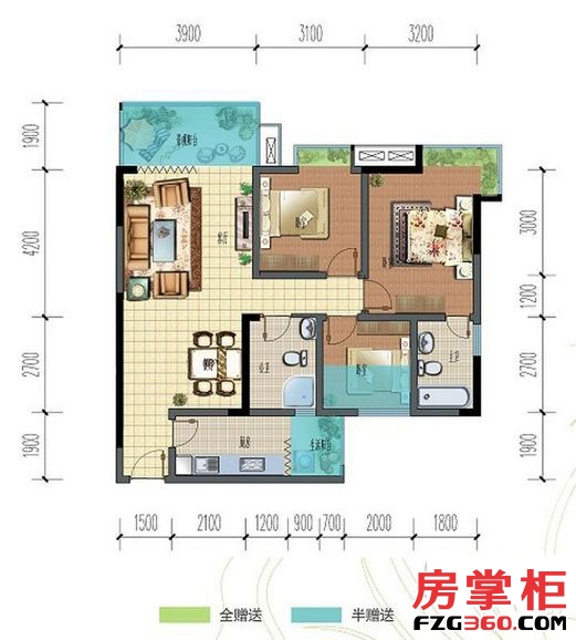华洲名城尚院2期1-3号楼标准层D2户型
