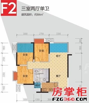 百悦城4期2-3栋标准层F2户型