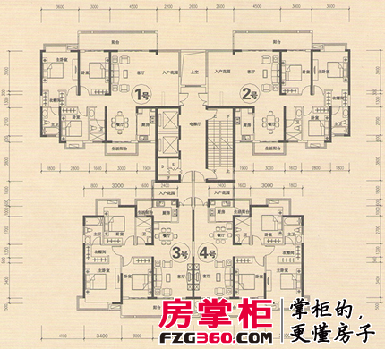 金佳园户型图2—5栋标准层平面