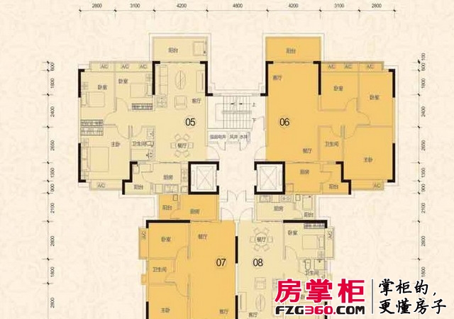 长沙恒大城22栋3-18层户型图3室2厅1卫1厨 110.32㎡