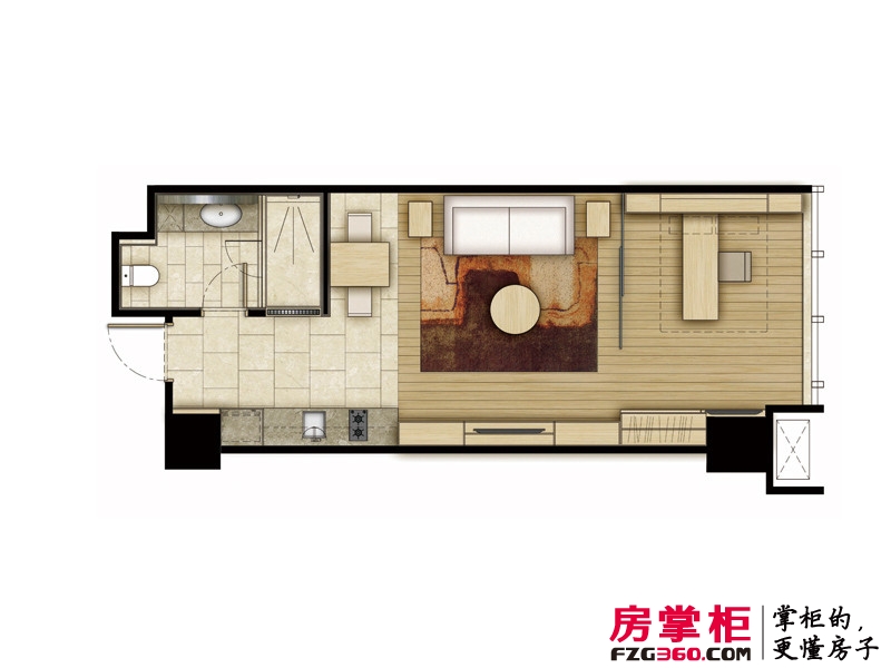 璞悦Residence 8户型图1#楼B户型 1室1厅1卫1厨
