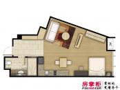 璞悦Residence 8户型图1#楼F户型 1室1厅1卫1厨