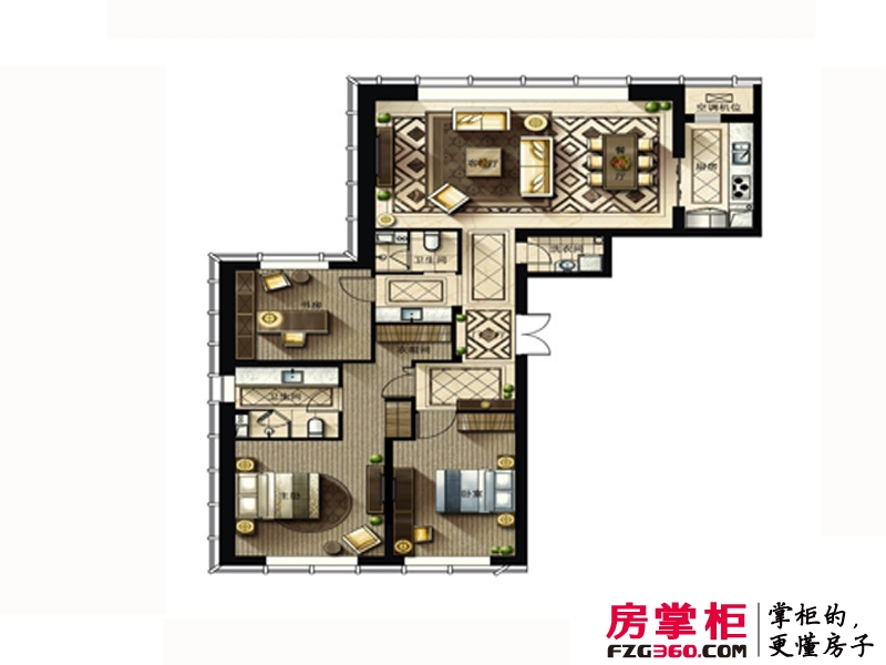 中信海港城户型图3#楼189平户型 3室2厅2卫