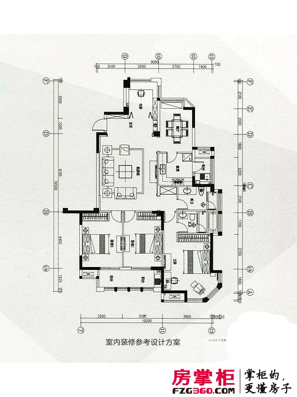 永嘉天地户型图6#楼标准层户型室内设计图
