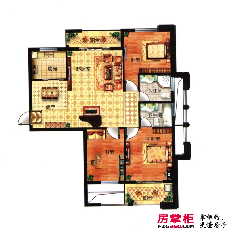 乌龙江大区户型图C5户型 3室2厅2卫1厨