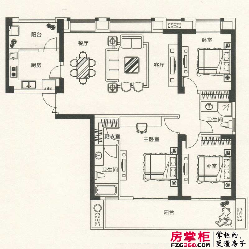 世欧澜山户型图1、2、3#楼01单元装修示意图 3室2厅2卫1厨